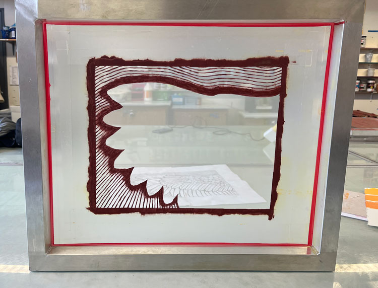 photo of screen with painted on screen filler